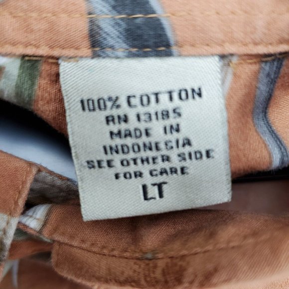 Hollis River Cotton Short Sleeve Button Up Shirt Men L-Tall Tropical Palm Tree - Picture 6 of 6